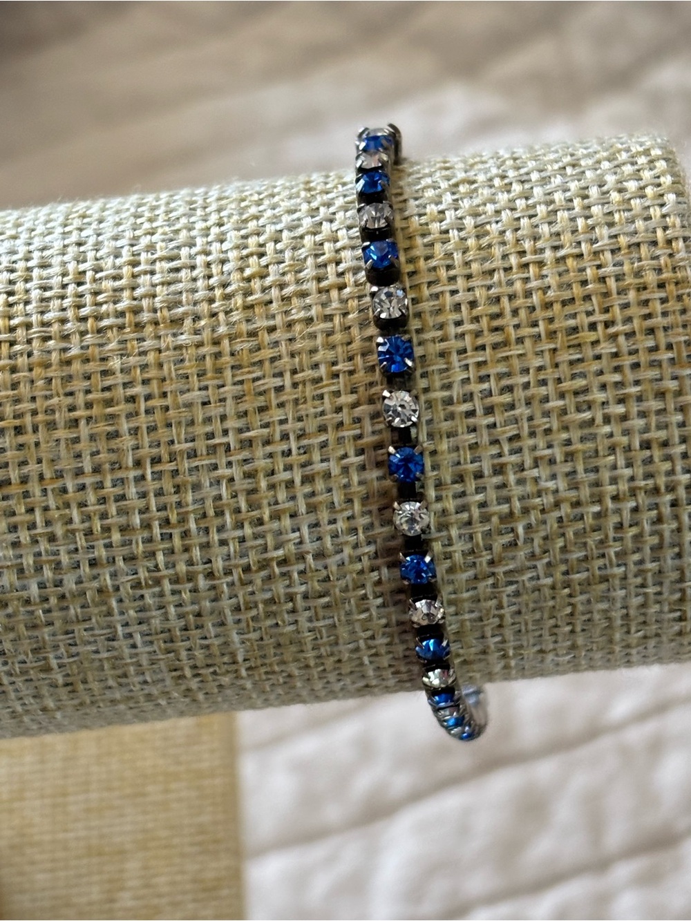Sterling Silver Sapphire Rhinestone Tennis Bracelet